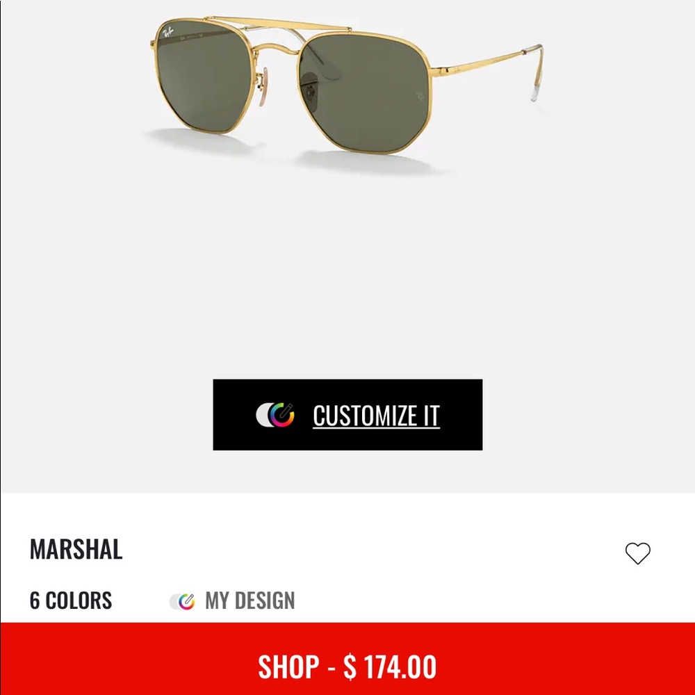 BRAND NEW NEVER WORN RAY-BAN SUNGLASSES “THE MARSHAL” RB3648